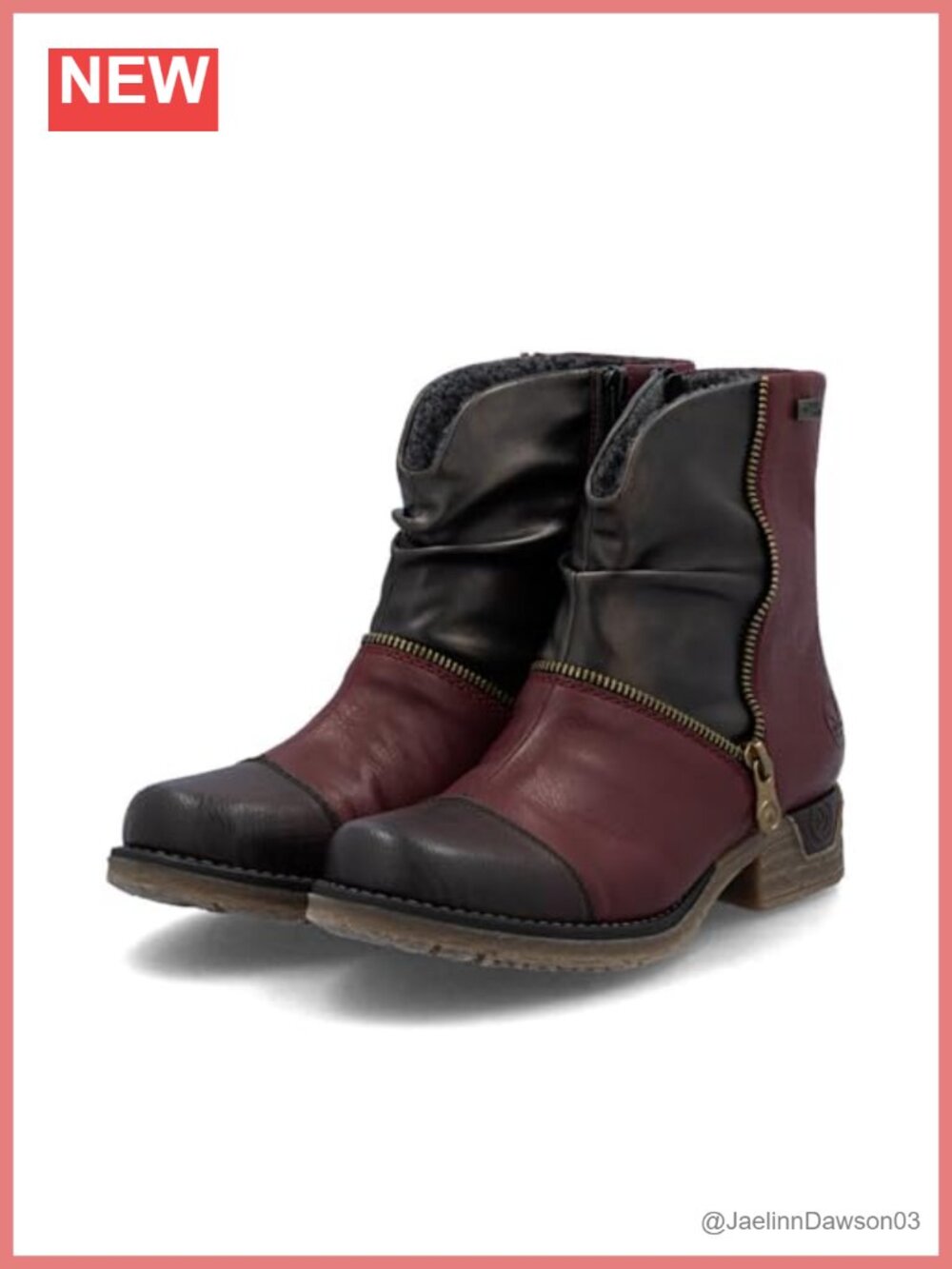 Rieker Women's Ankle Boots Zip Synthetic Leather Cap Toe Heeled